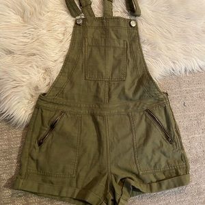 Olive overall shorts